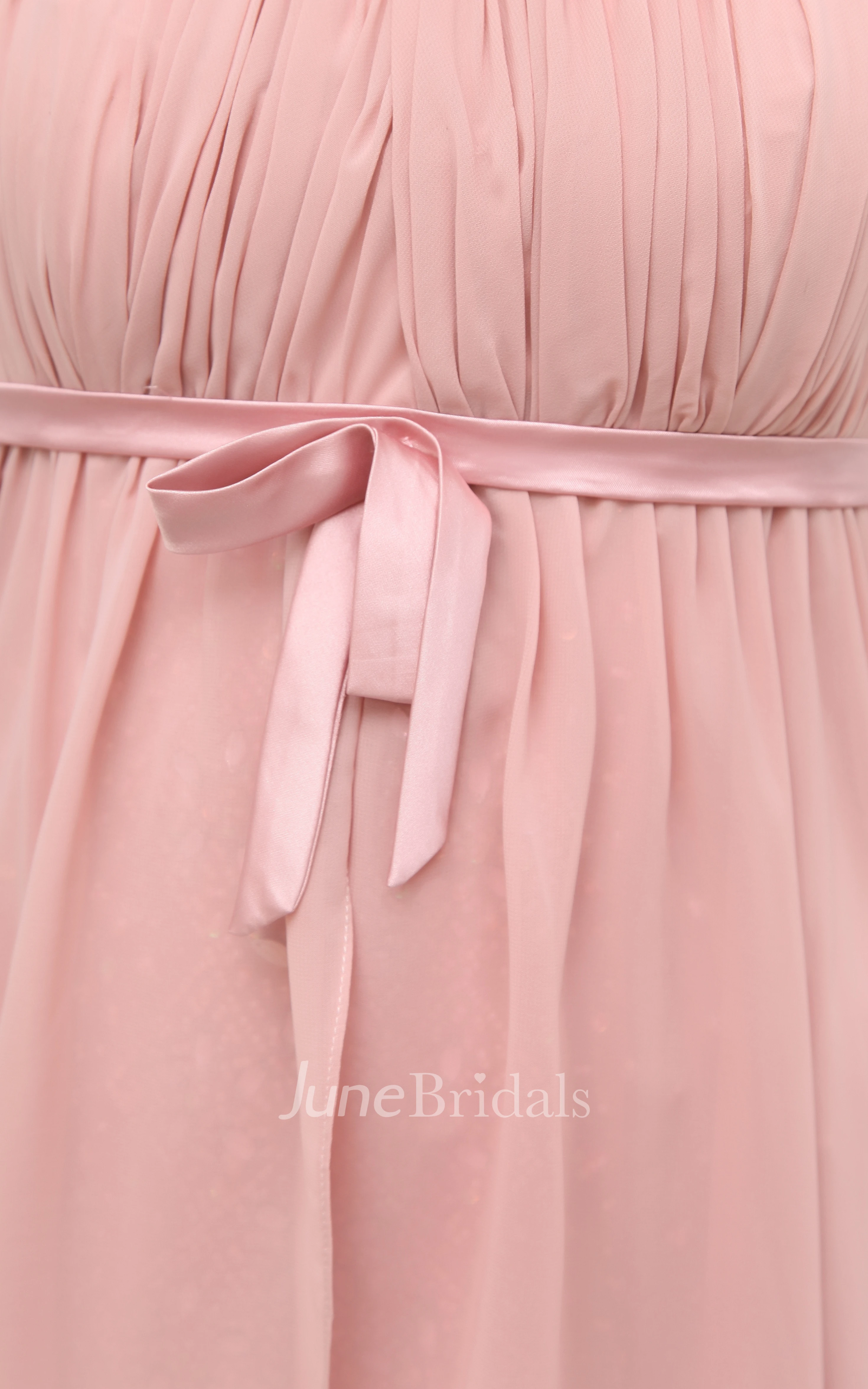 Strapless Chiffon Dress With Empire Waist and Front Slit