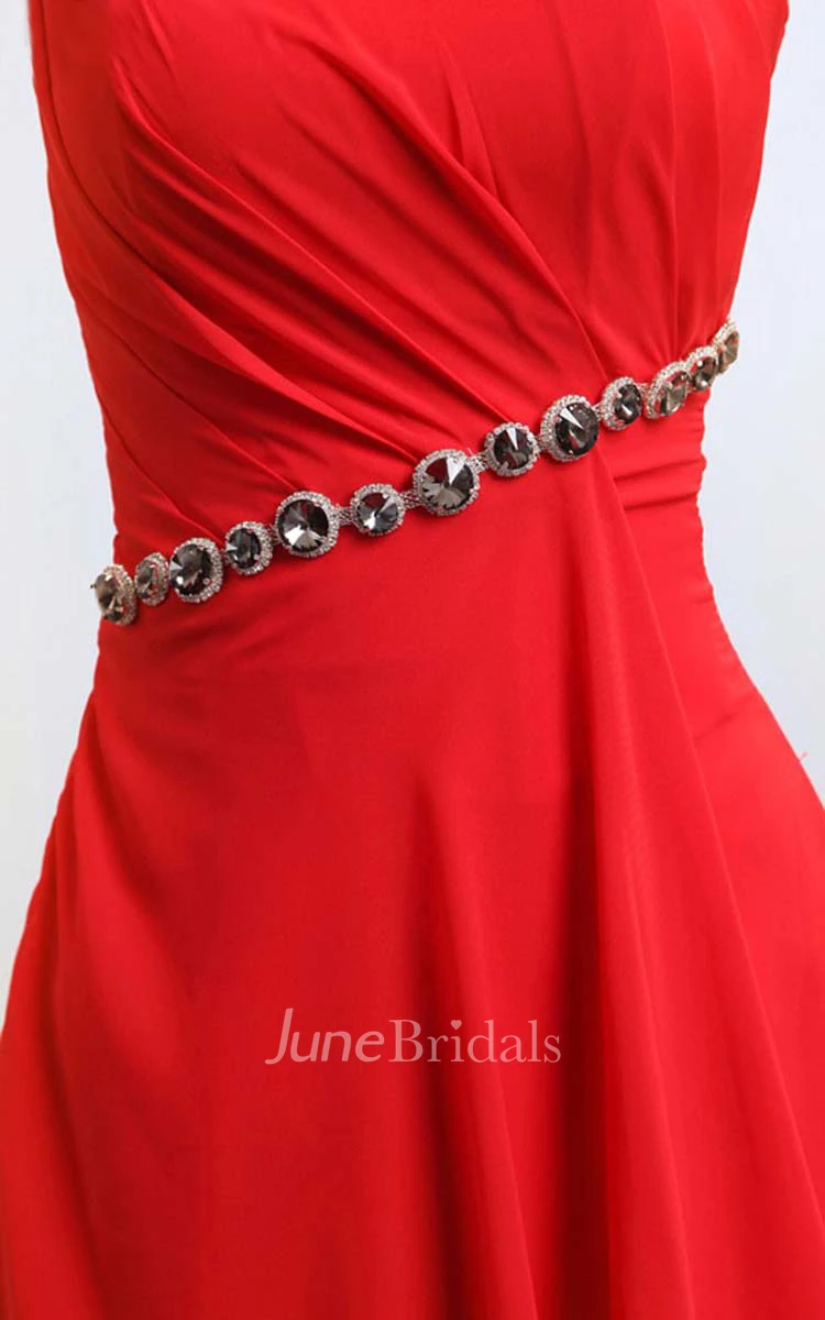 Strapless Empire Chiffon Floor-length Dress With Side Draping