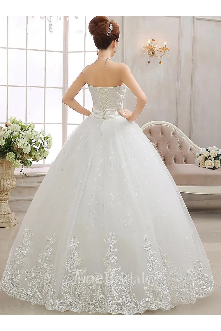 Glamorous Sweetheart Ball Gown Wedding Dreses Lace Tulle With Crystal