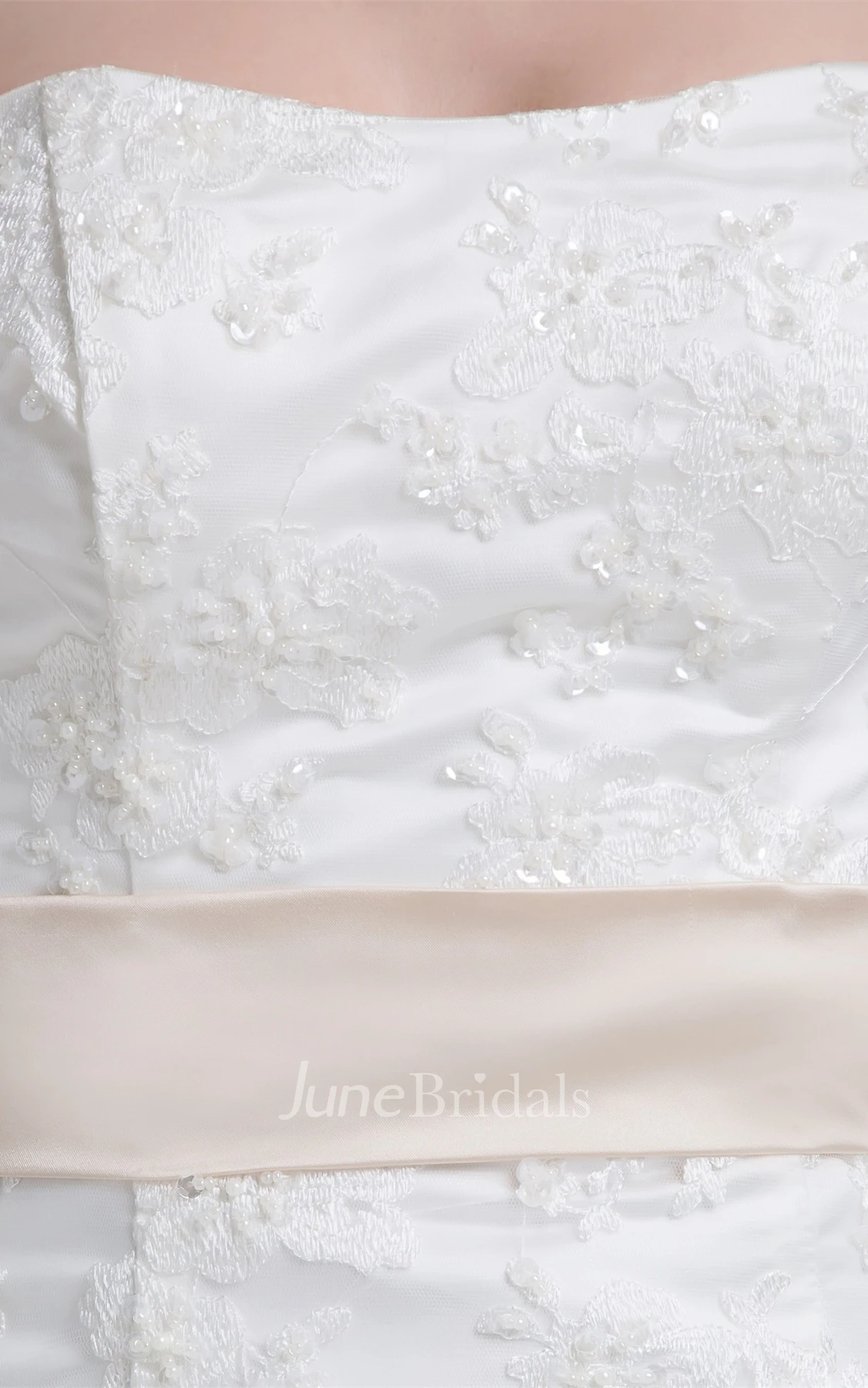 Strapless Lace A-Line Dress with Bolero and Brush Train