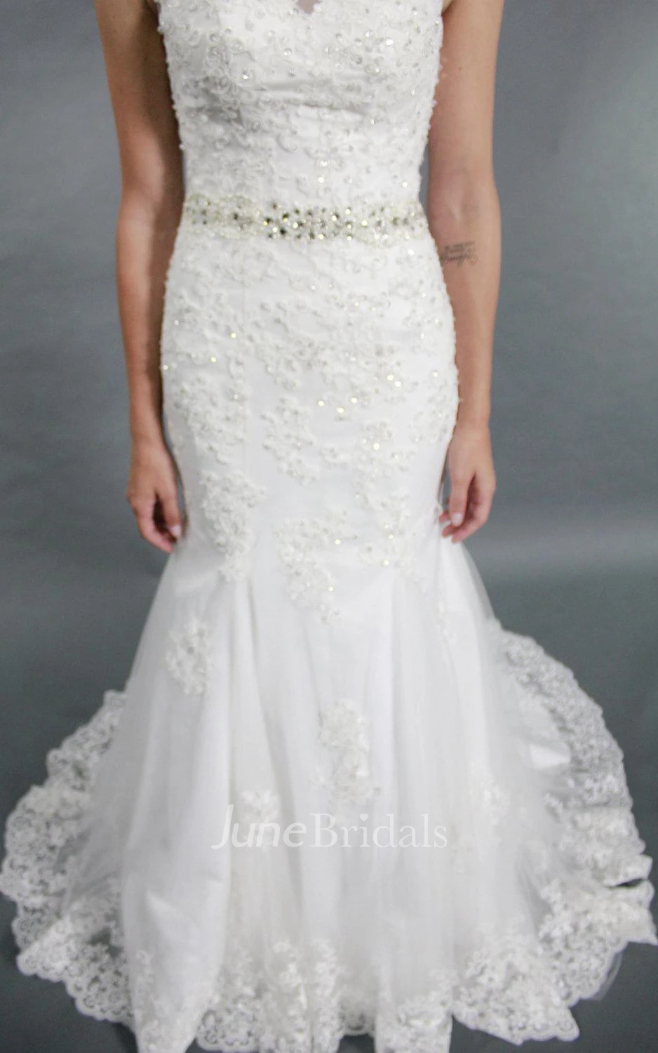 One Shoulder Mermaid Wedding Dress With Crystal Beading