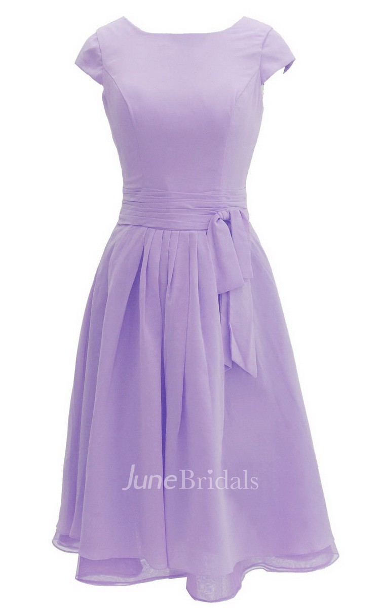 Cute Lavender Floral Lace Bridesmaid Dress with Belt | Dressystar