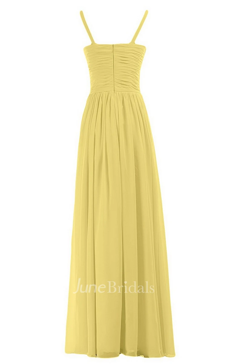 Sleeveless V-neck Chiffon Dress With Crisscross Ruching