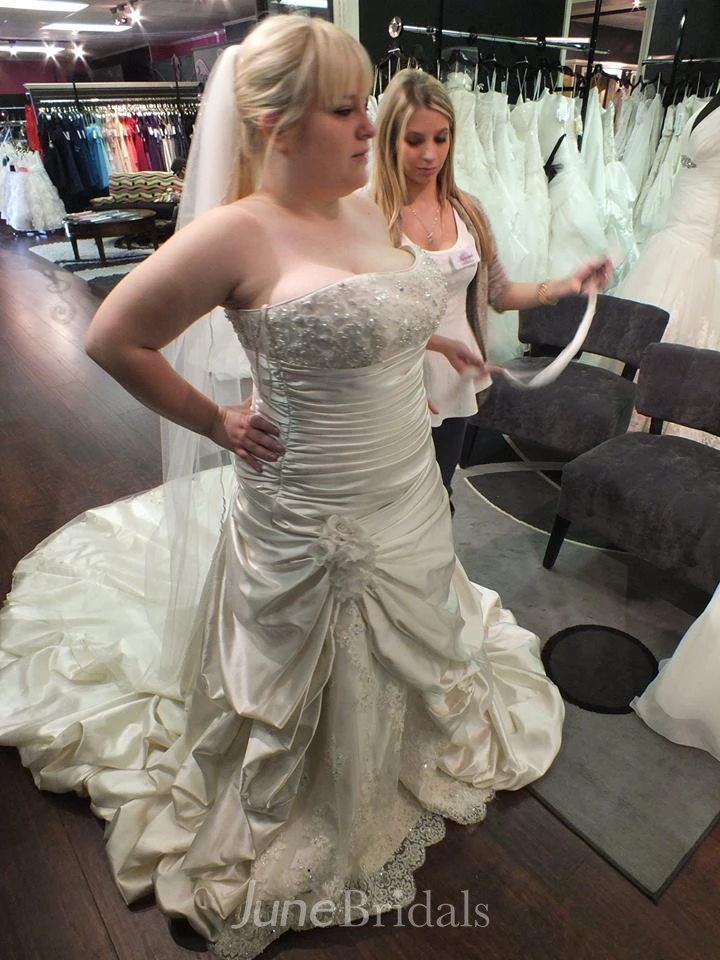 Glamorous Lace Plue Size Wedding Dress Lace-up With Ruffles