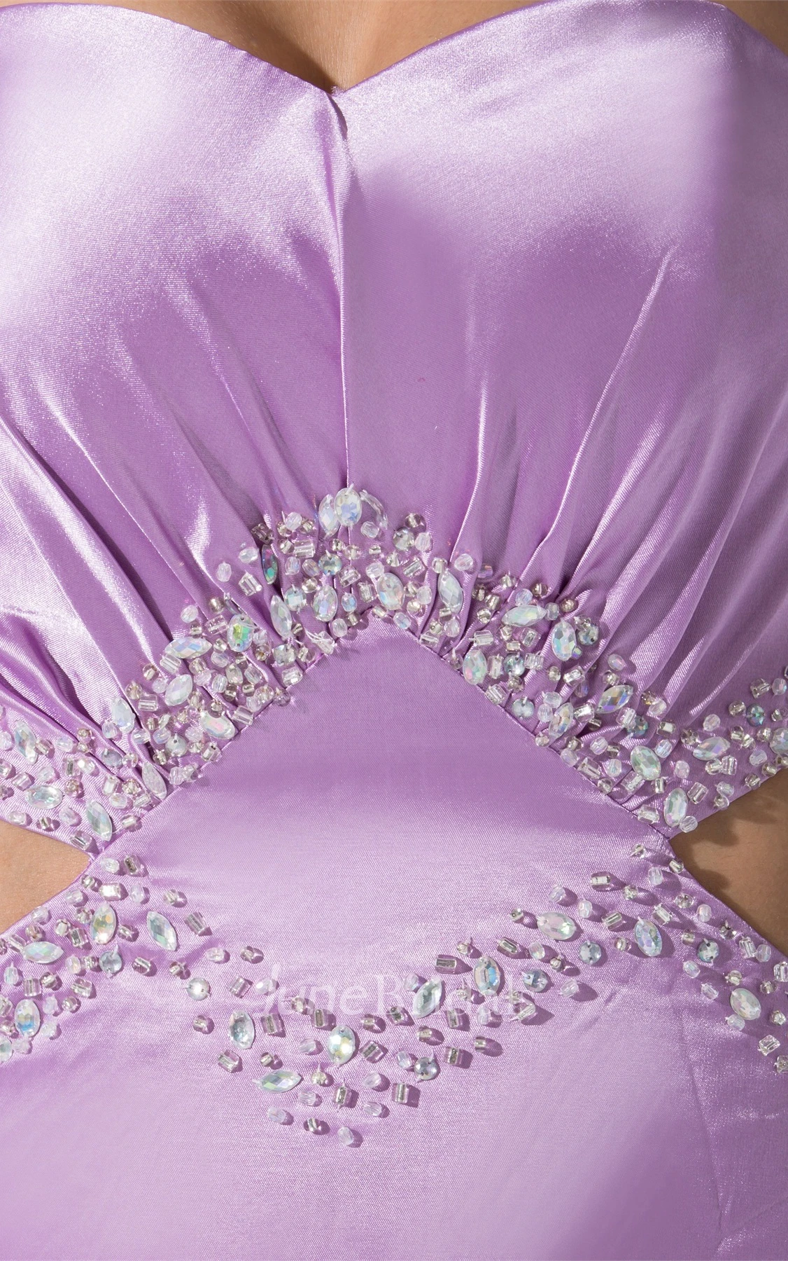 Sweetheart Ruched Ankle-Length Dress with Beading and Keyhole