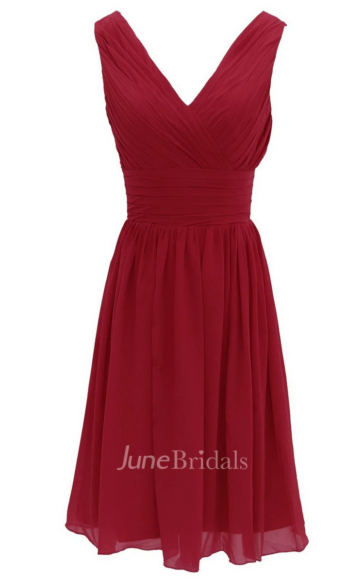 Chic V-neck Pleated A-line Gown With Ruched Band