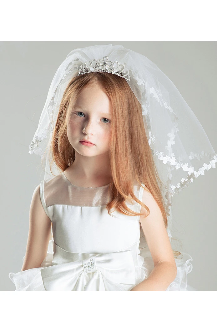 Sweet Crown Multi-layer Lace Bottom Tulle Flower Girl Veil