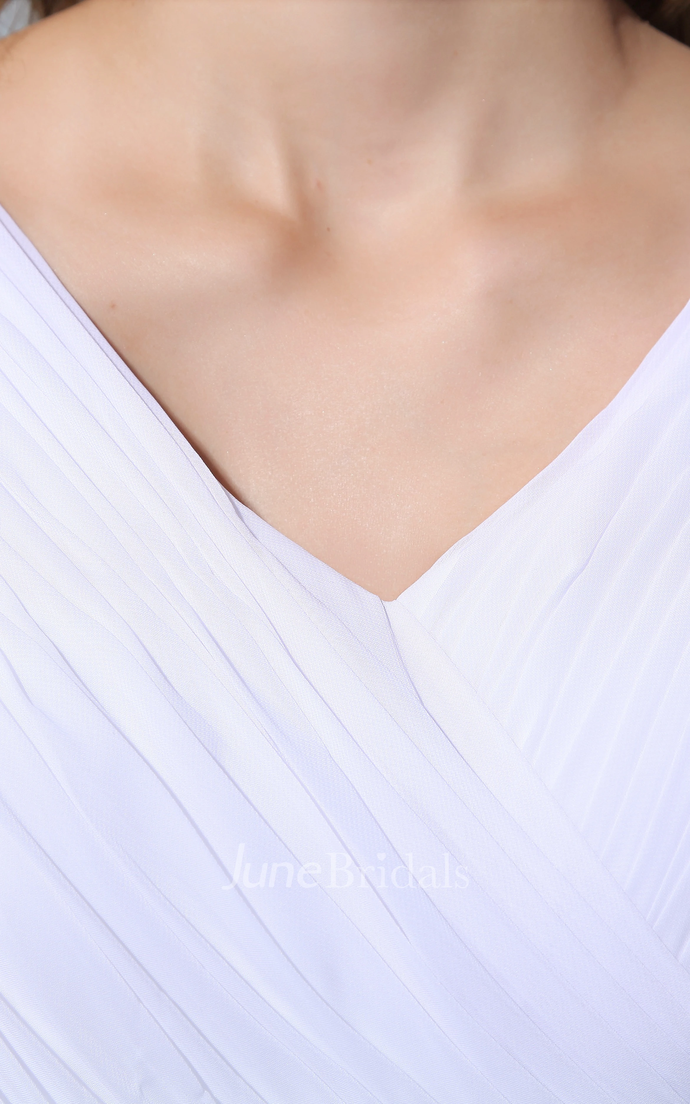 V-Neck Short-Sleeve Chiffon Dress With Criss-Cross Ruching