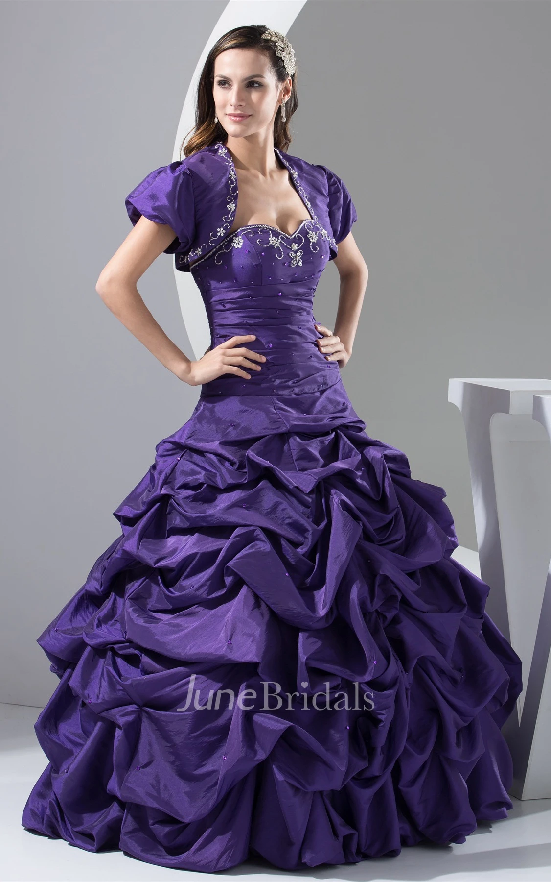 Sweetheart Pick-Up Ball Gown with Embroideries and Bolero