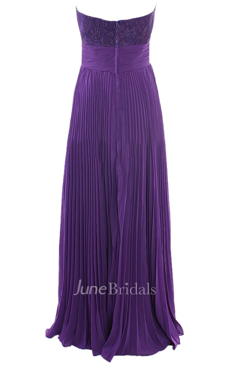 Sweetheart Appliqued Long Pleated Chiffon Dress
