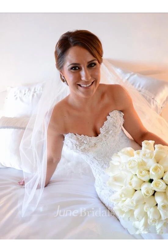 Sexy Mermaid Tulle Appliques Wedding Dress Long Train With Ruffles