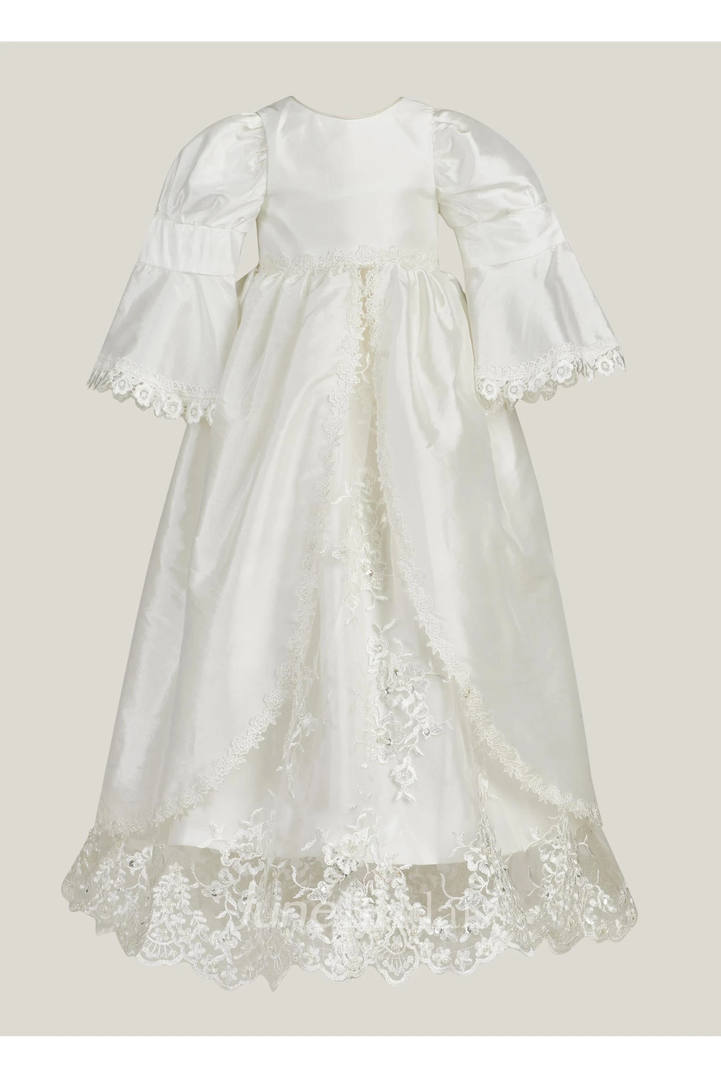 Simple Bell Sleeve Christening Gown With Front Split