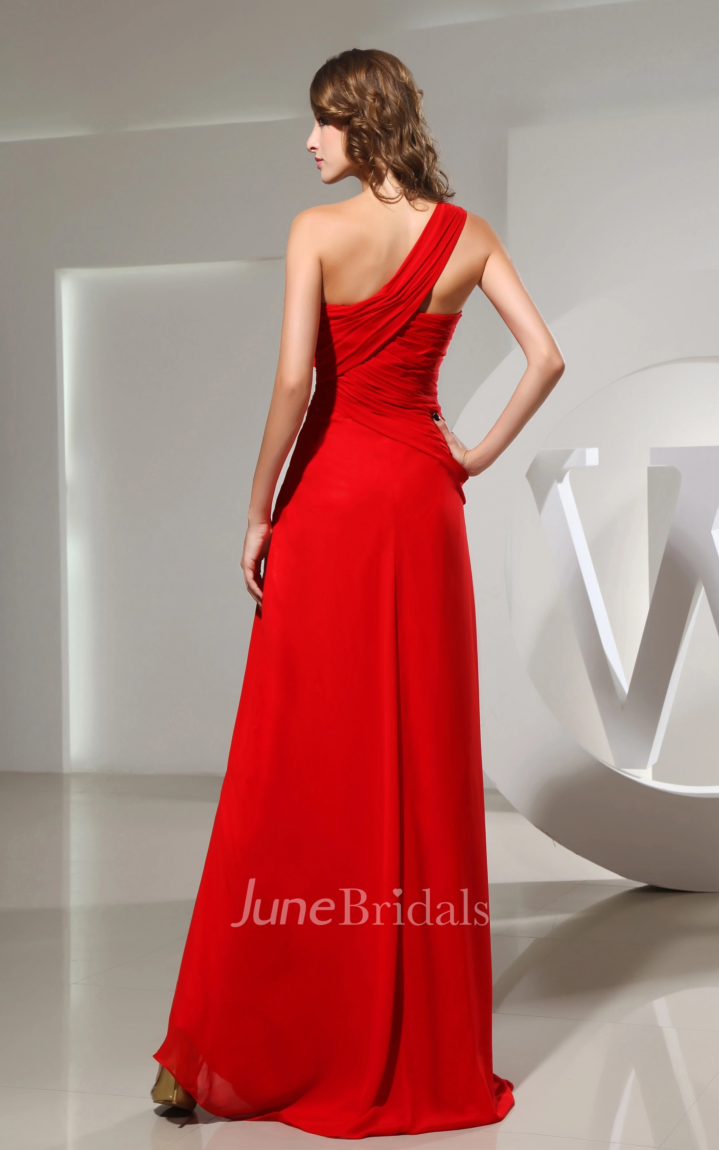 Flamboyant Sleeveless Chiffon Dress With Flower and Ruching