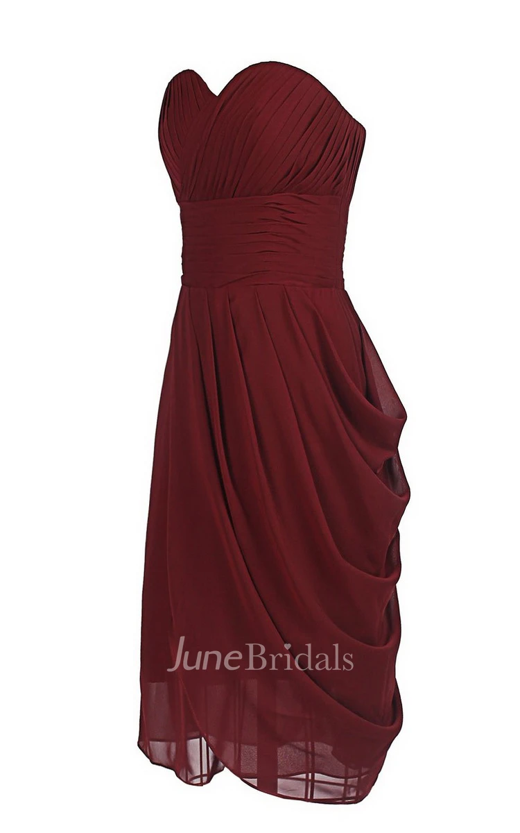 Sweetheart Drapped Short Dress With Zipper Back