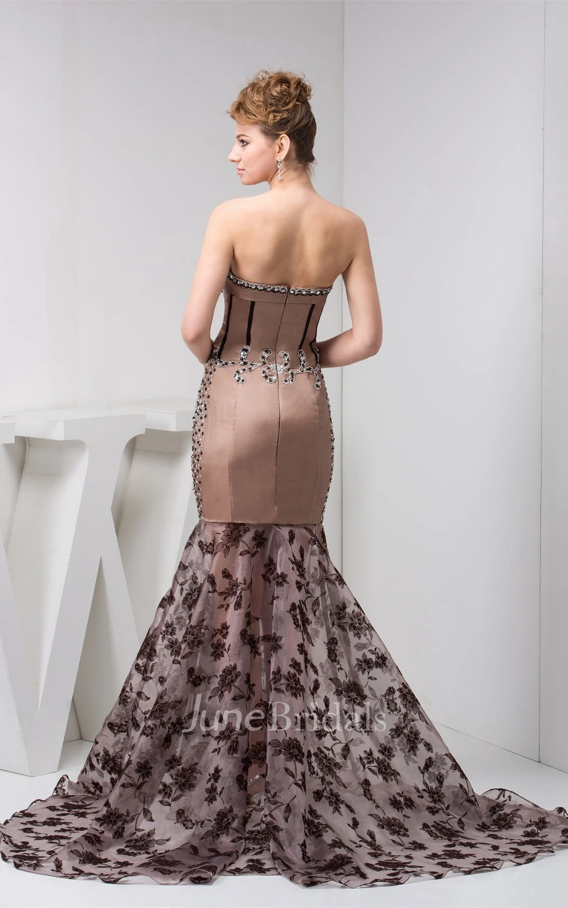 Sweetheart Column A-Line Gown with Lace and Rhinestone