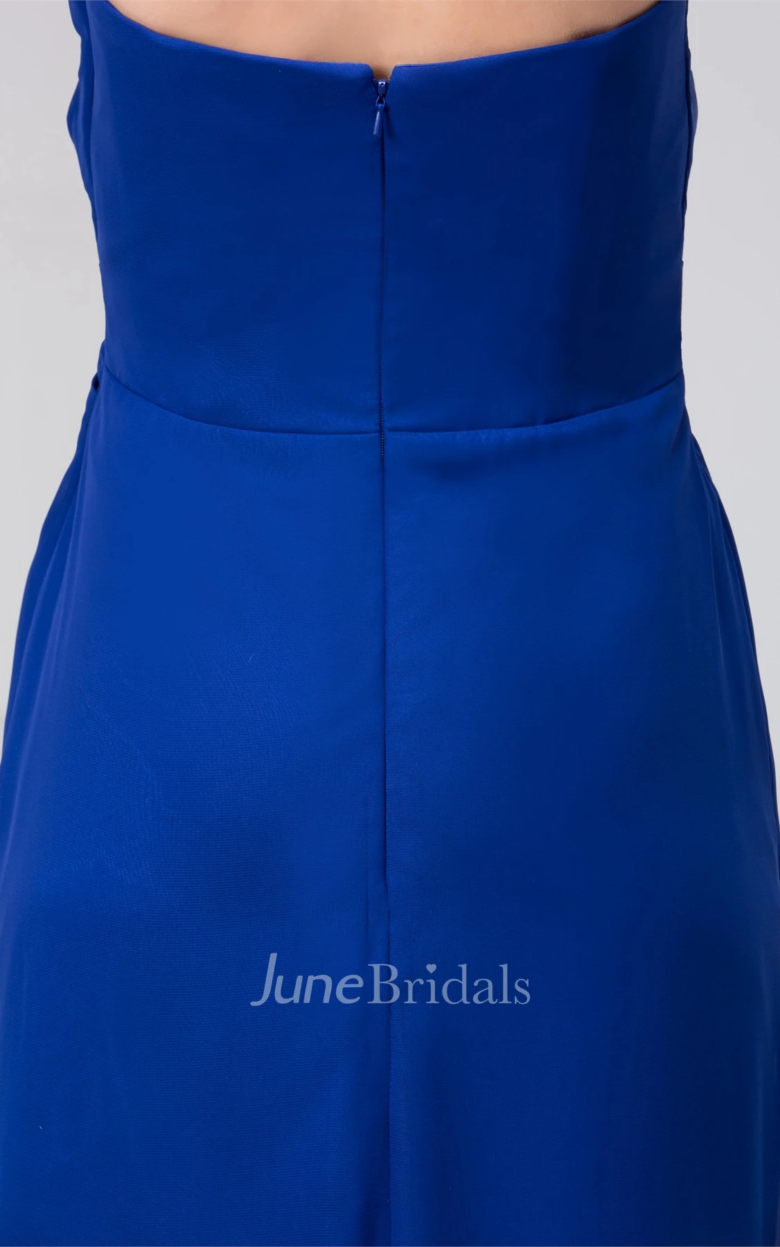 Strapless Chiffon Floor-Length Dress with Flower and Central Ruching