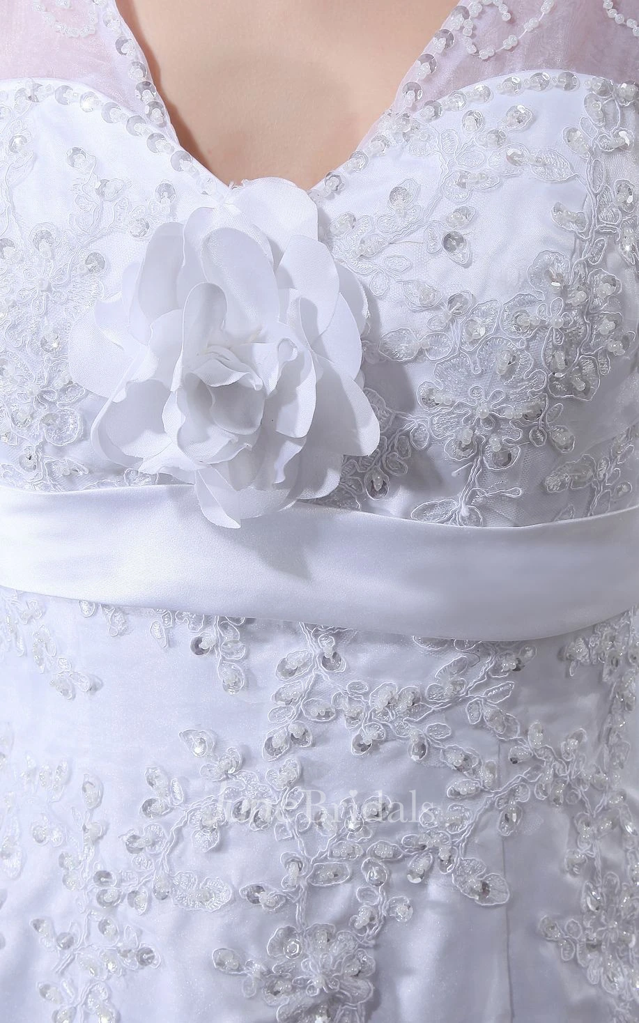 Strapped Lace Sheath Floor-Length Dress With Flower and V-Back Design