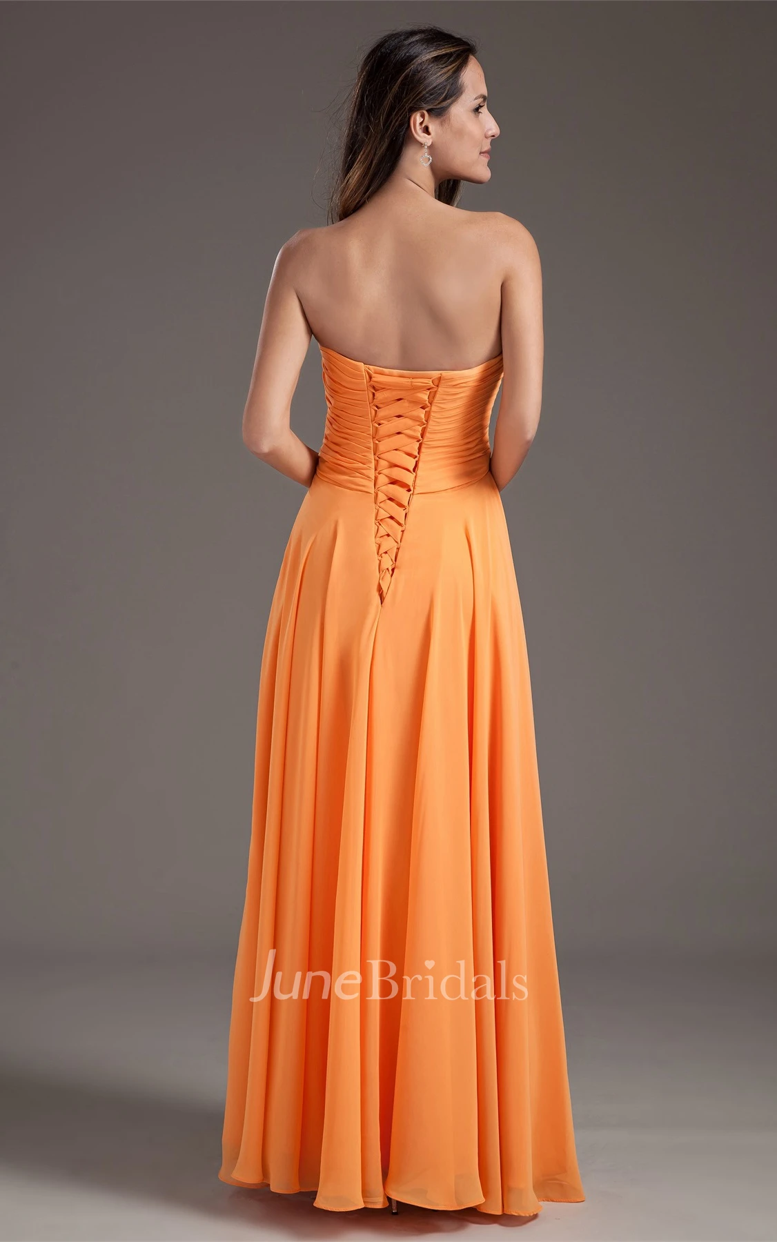 Sweetheart Criss-Cross Chiffon Maxi Gown with Pleats
