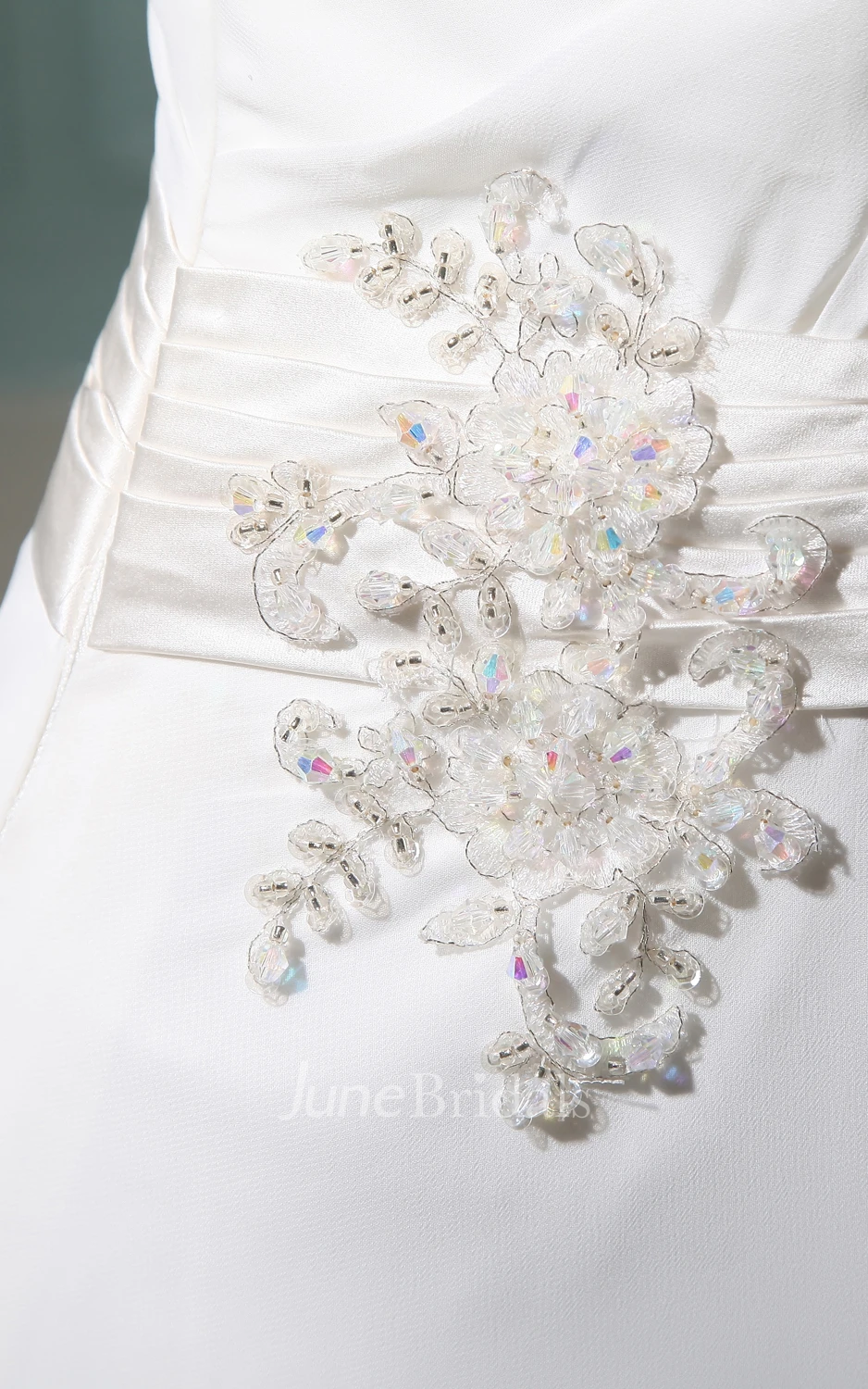 Ethereal A-Line Chiffon Gown With Sating Sash And Ruching