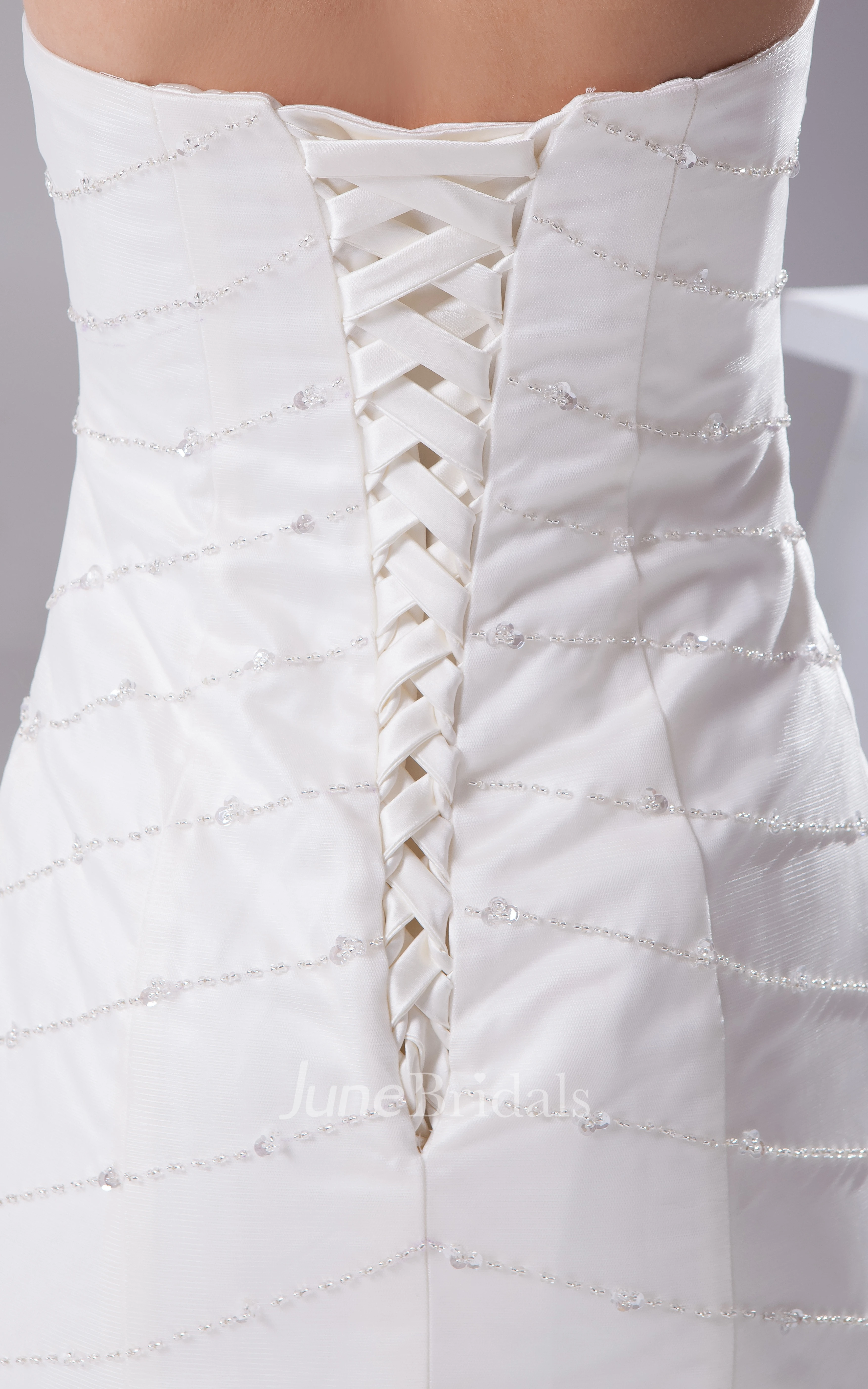 Strapless A-Line Tulle Dress With Ruffles and Beading