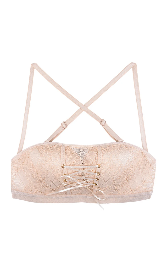 Sexy Lace Up Strapless Bra