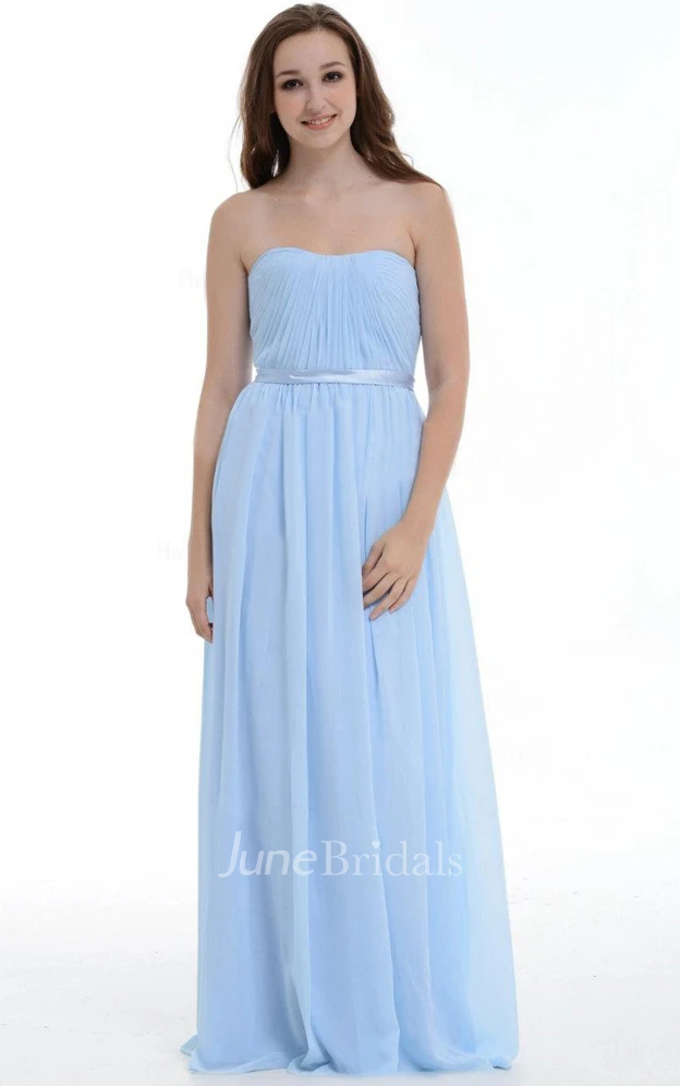 Long Sweetheart Chiffon Dress With Ruffles