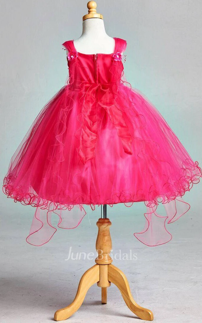 Vintage Cap Sleeve V-neck Tulle Ball Gown Dress