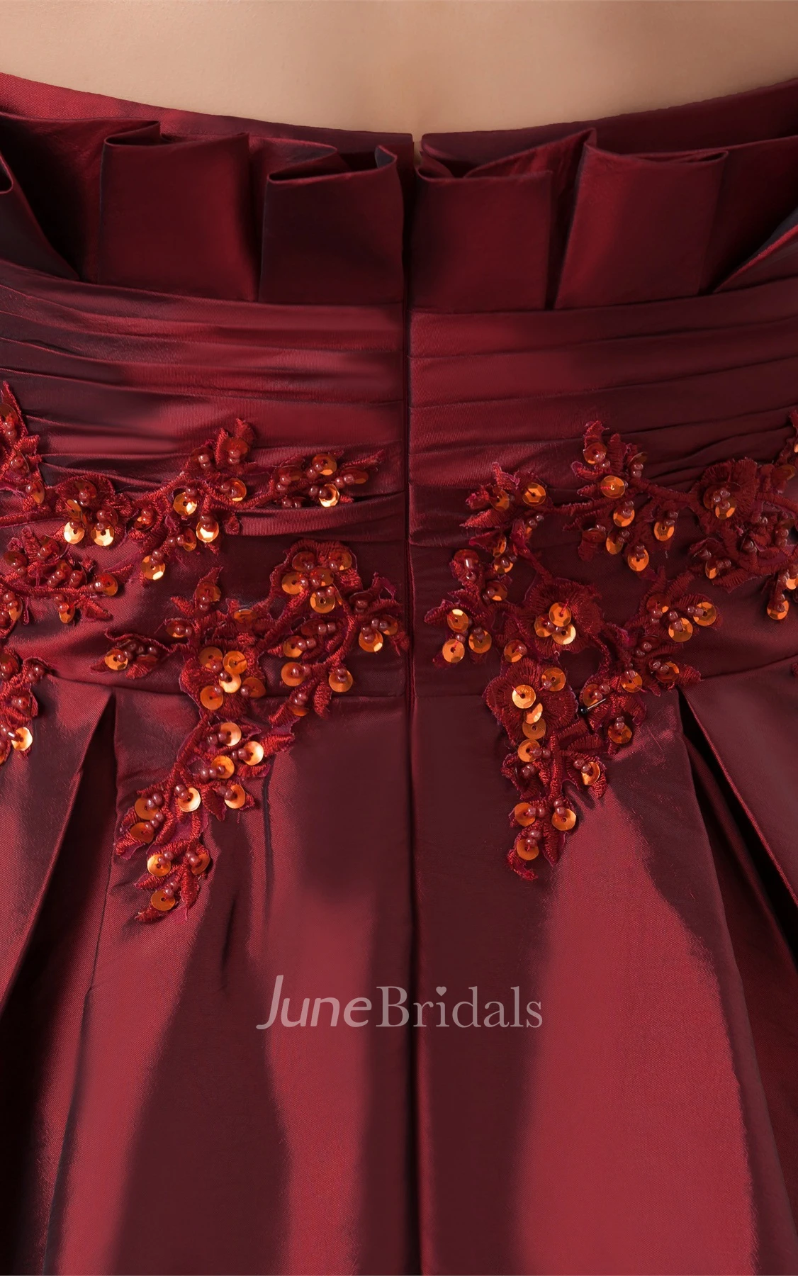 Strapless Tiered A-Line Gown with Beading and Appliques