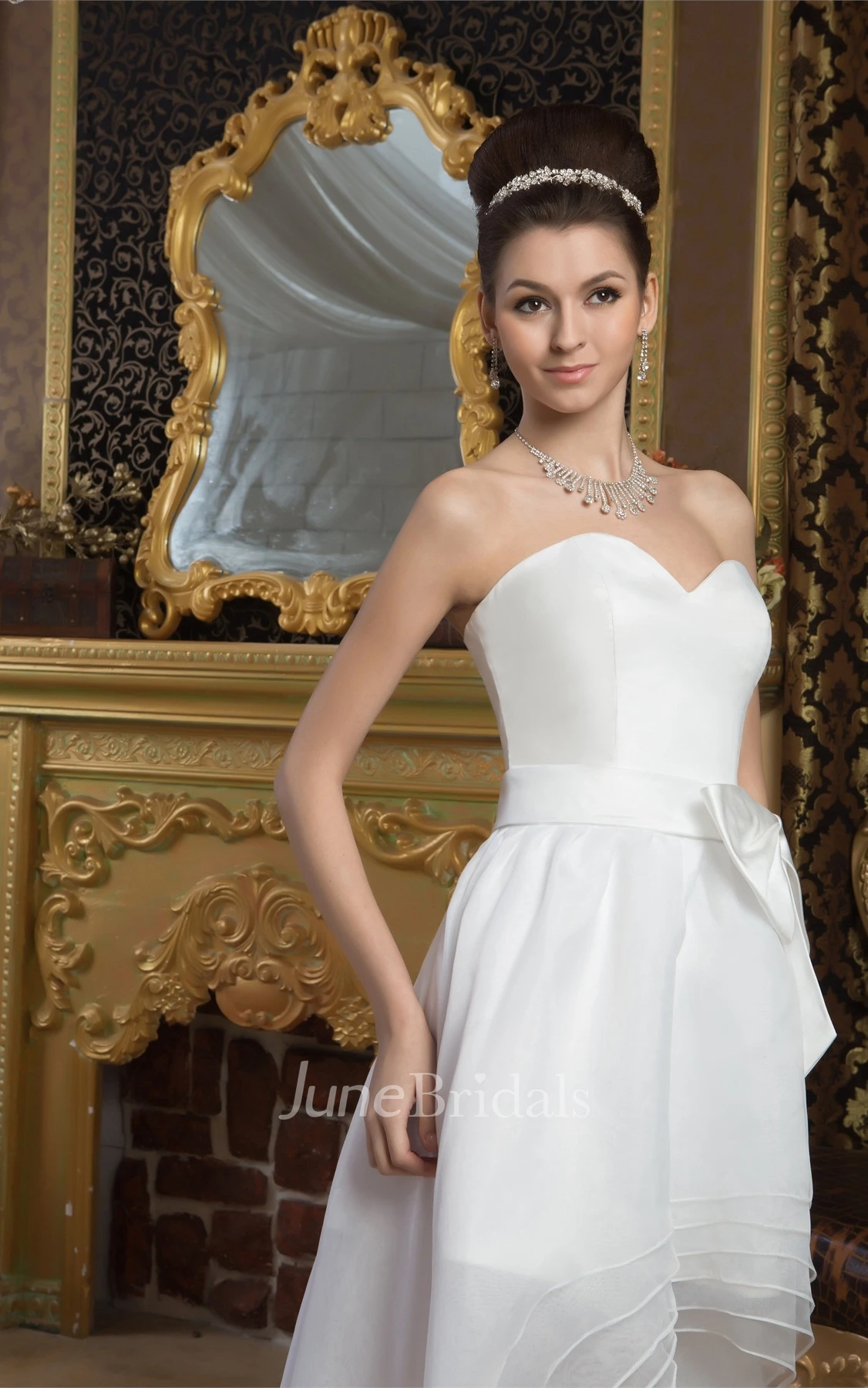 Sweetheart High-Low A-Line Gown with Tiers and Bow