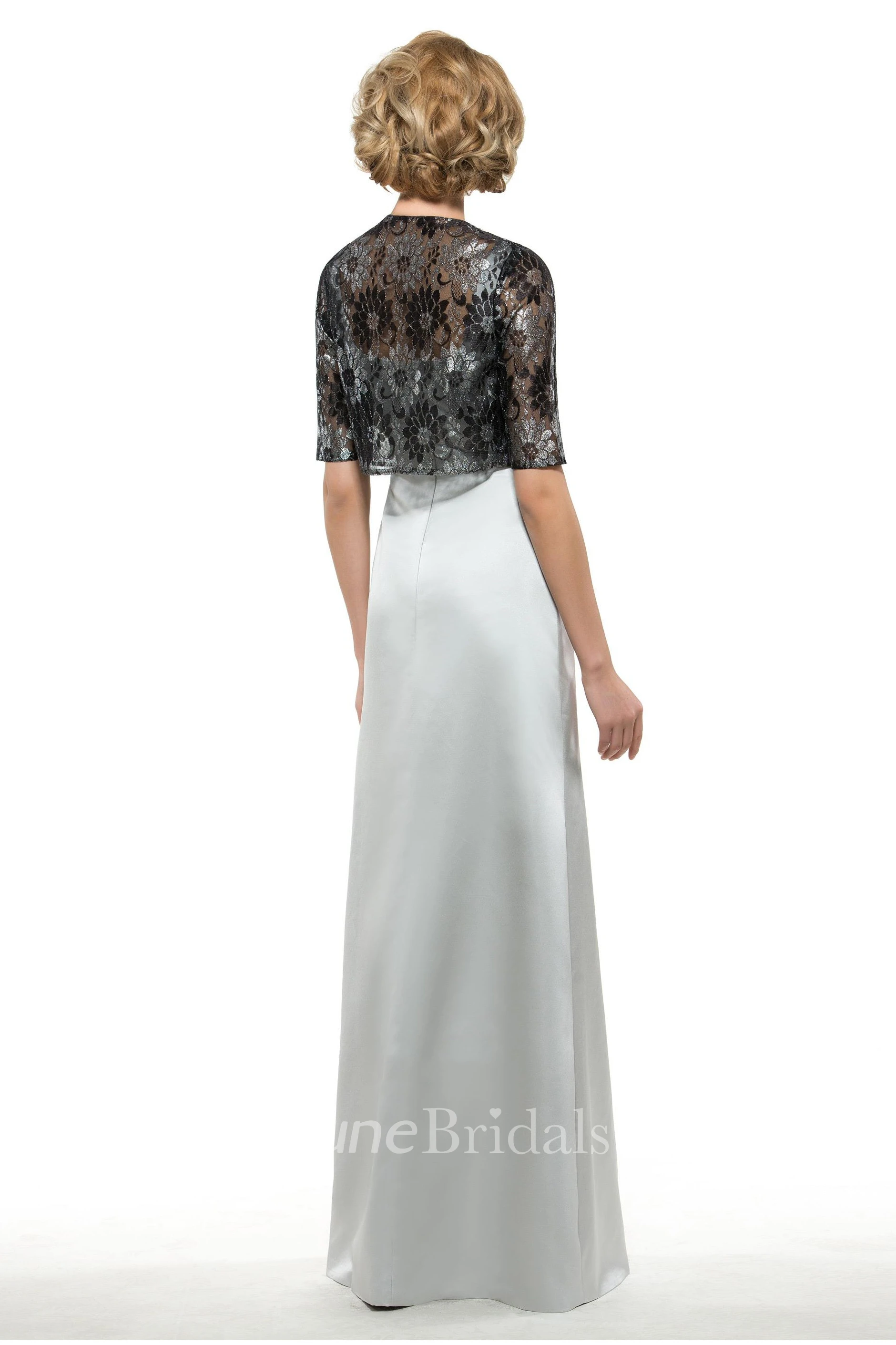 Elegant Satin Sheath Sleeveless Floor Length Dress with Bolero