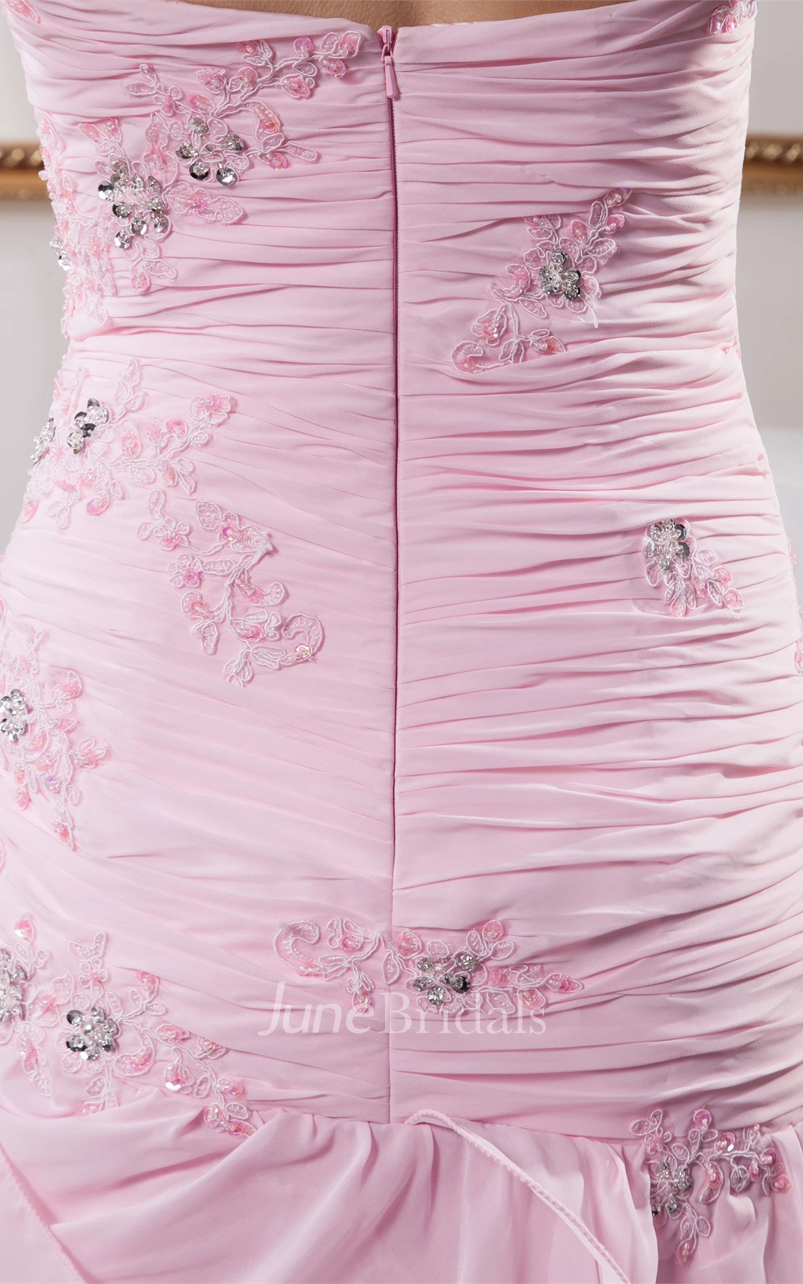 Sweetheart Criss-Cross Appliqued Dress with Tiers and Front Slit