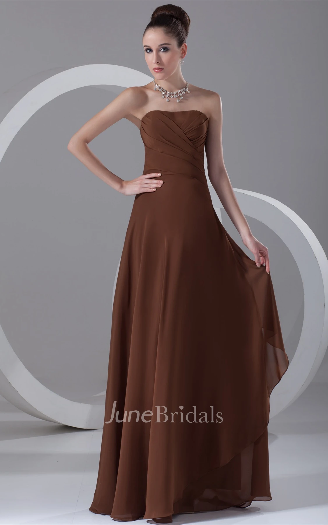 Strapless Chiffon Sheath Dress with Ruching and Corset Back