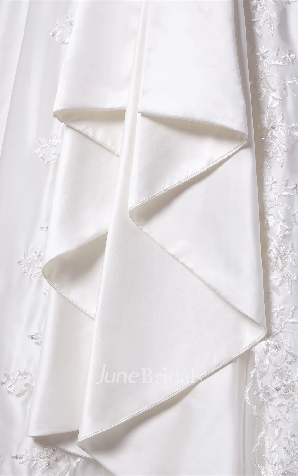 Sleeveless Appliqued Ball Gown with Bow and Single Strap