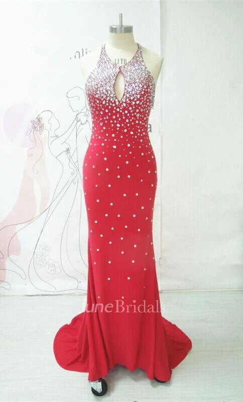 Elegant Evening Long Open Back Prom Dresses Rhinestone New Dress