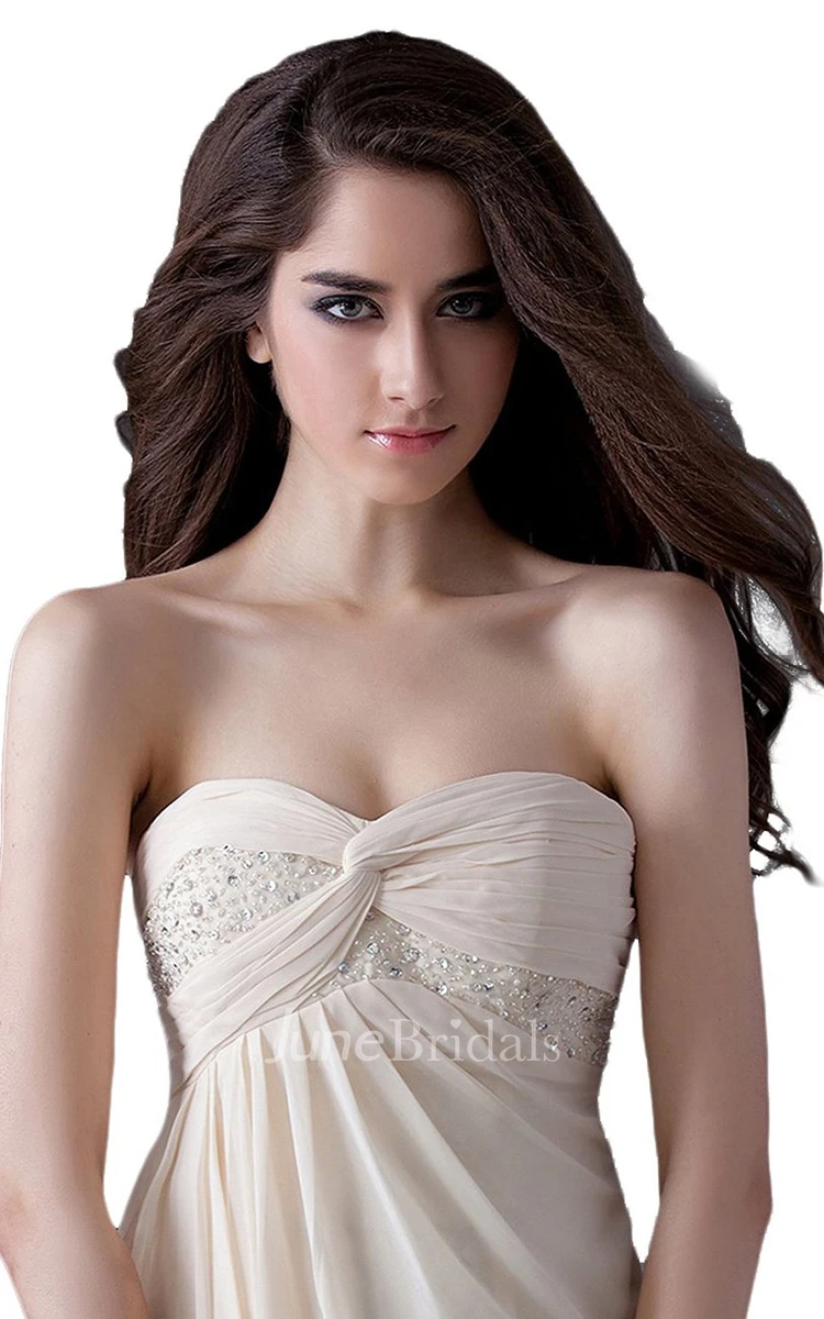 Sweetheart Crystal-beaded Empire Short Dress With Lace-up Back