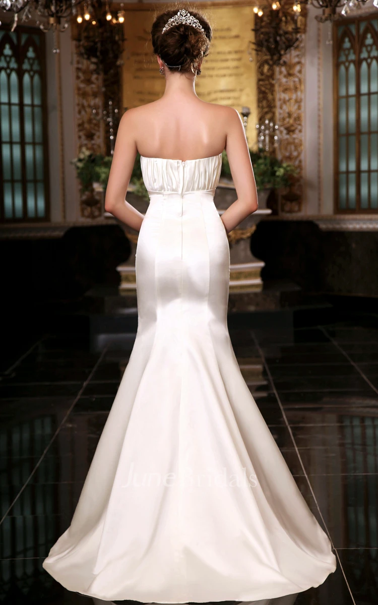 Fairy Long Elegant Satin A-Line Sheath With Ruching