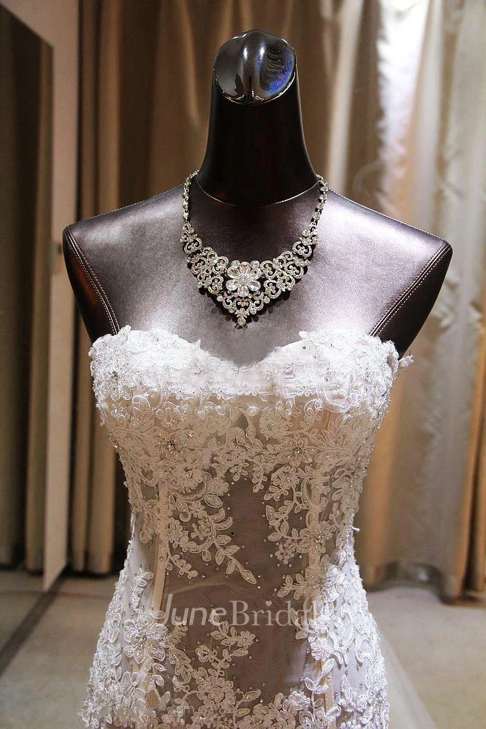 Sexy Sweetheart Lace Appliques Mermaid Wedding Dresses Tulle Floor Length