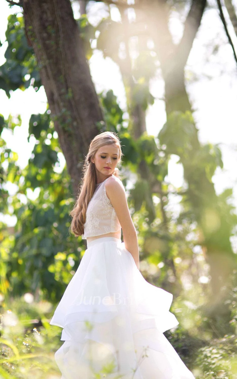 Ball Gown Lace Organza Satin Weddig Dress With Illusion