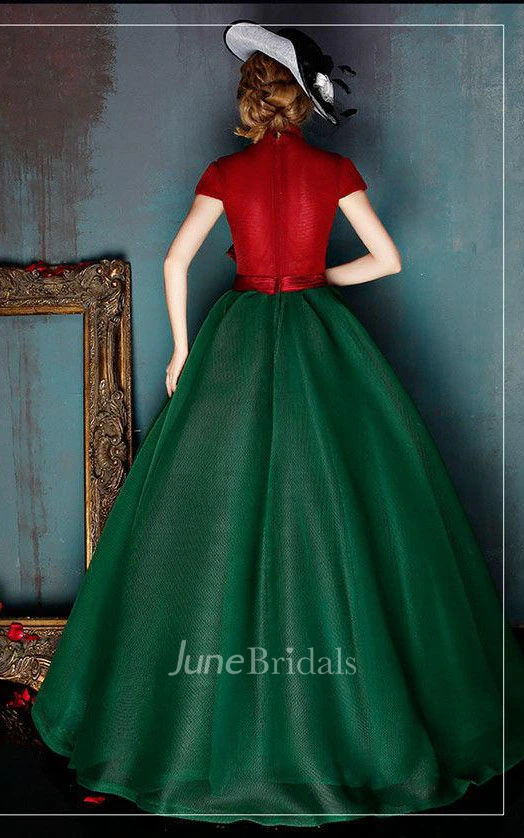 Ball Gown A-line Short-sleeved V-neck Sleeveless Dress