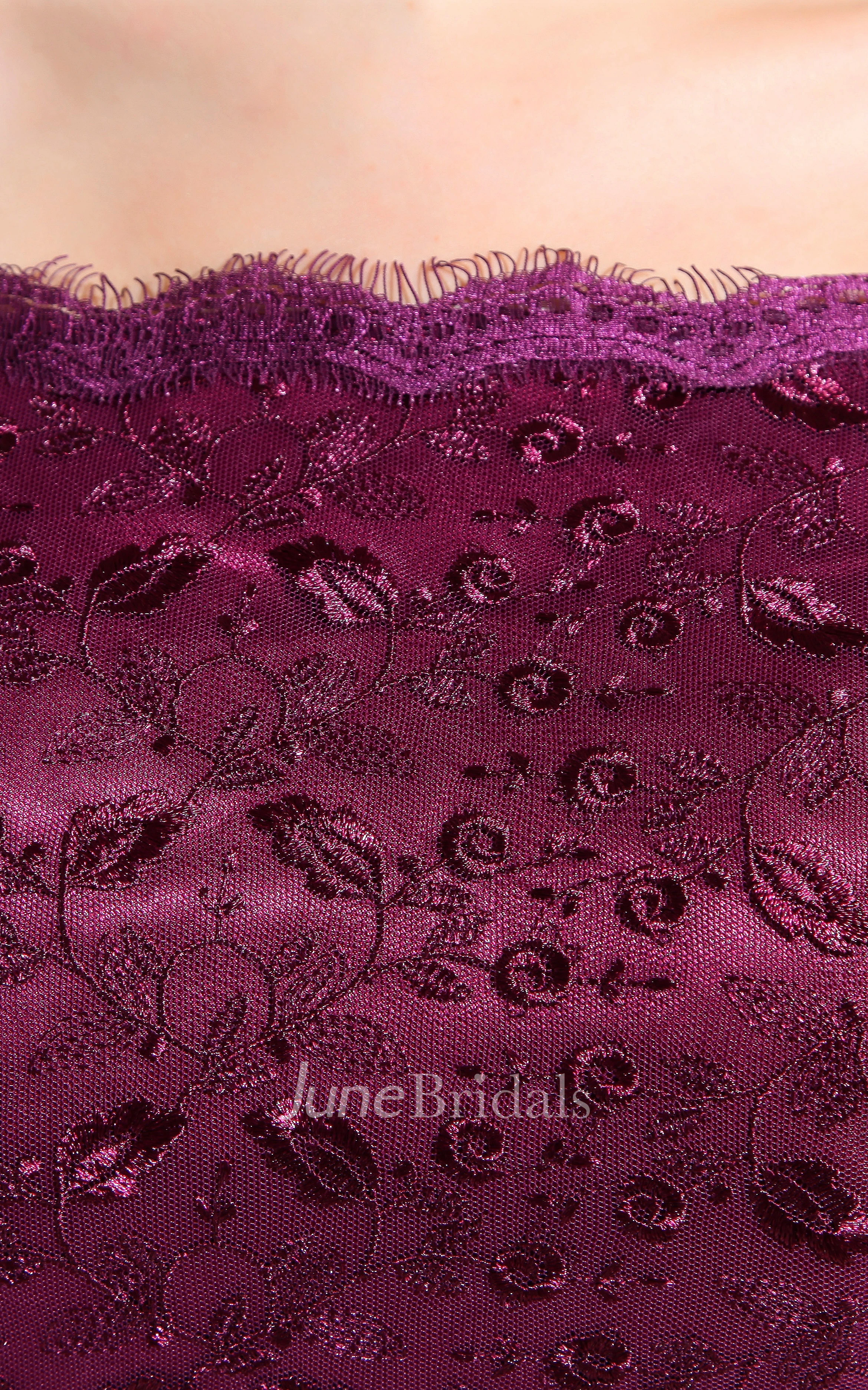 Off-The-Shoulder Short-Sleeve Satin Dress With Beaded Top