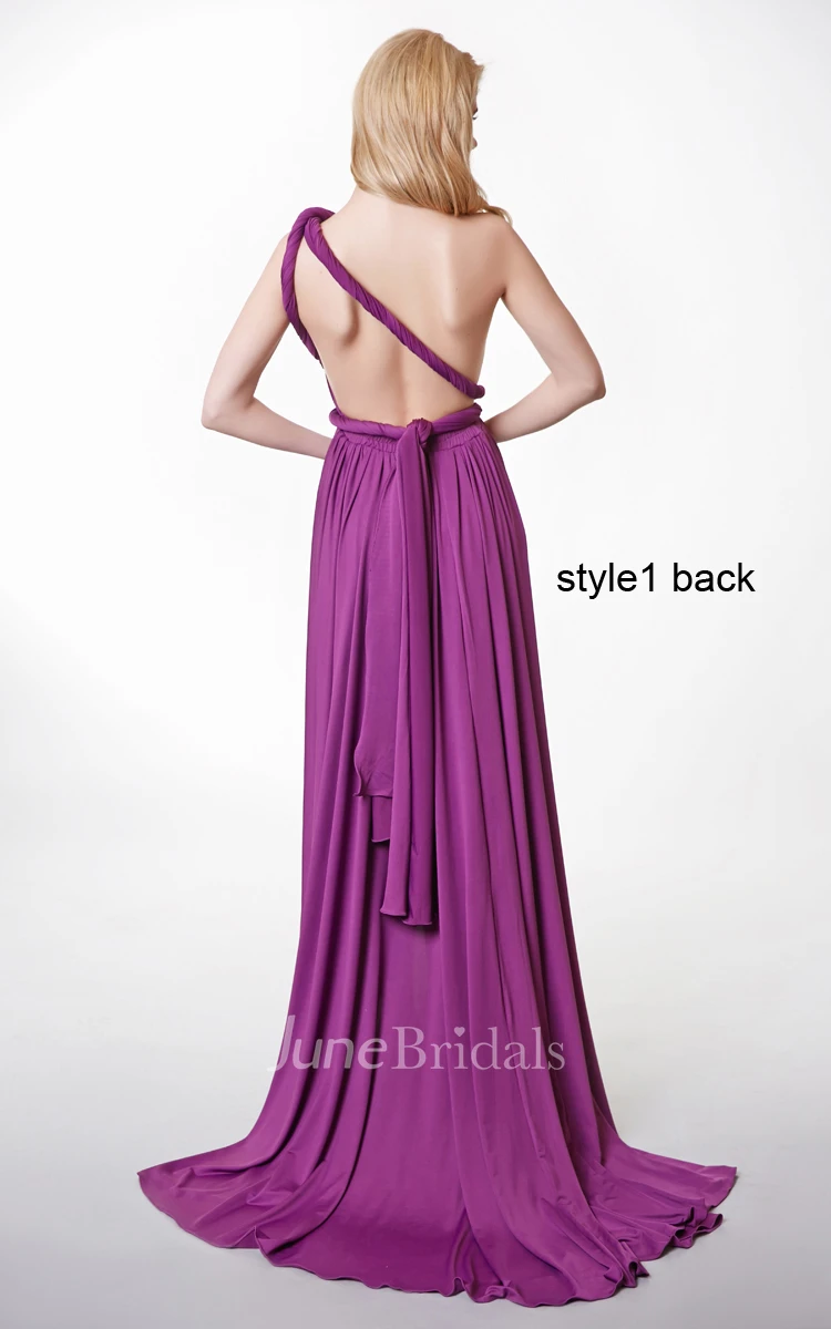 Convertible Ruffled A-line High-low Jersey Dress With Pleats