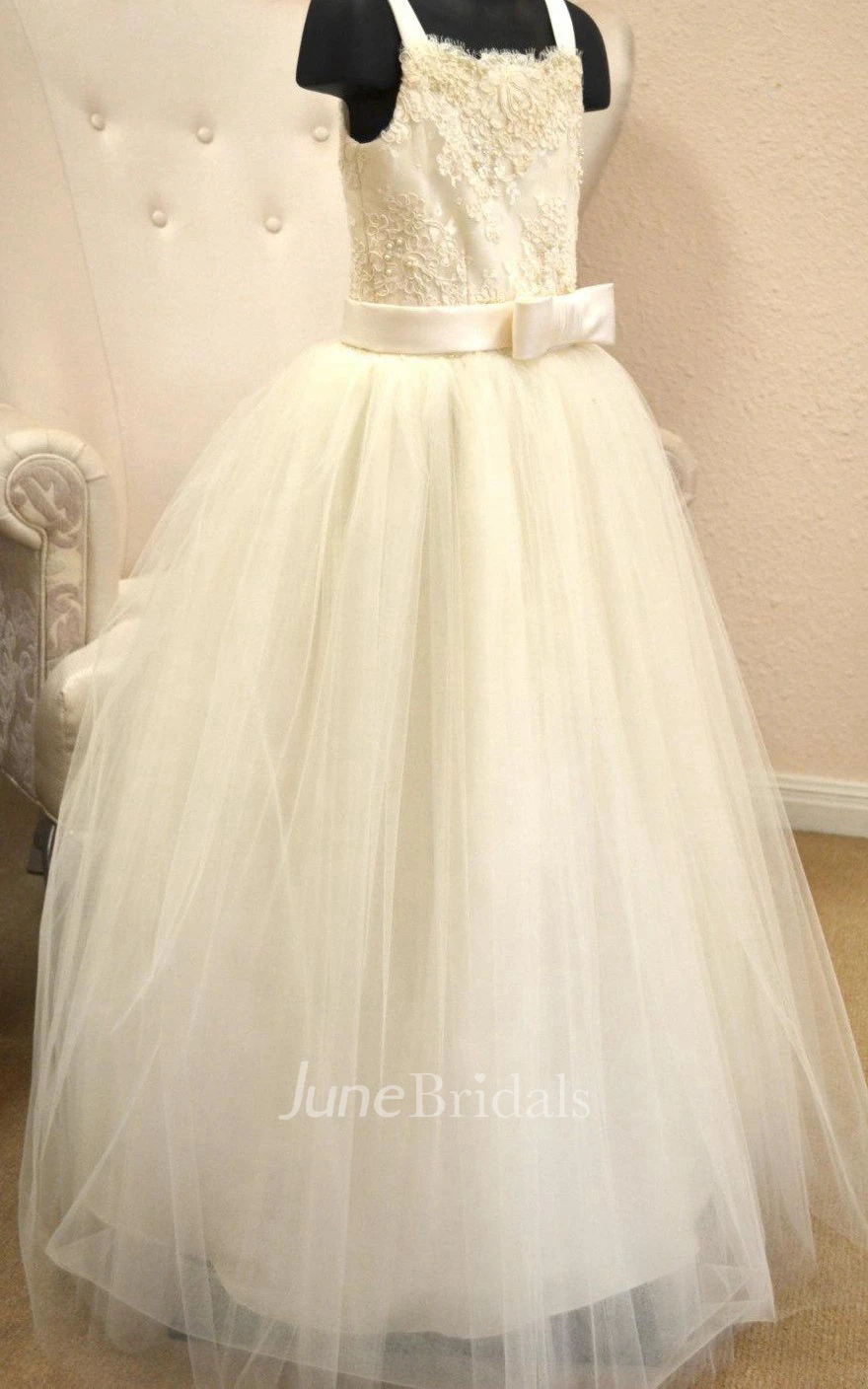 Tulle&Lace A-line Dress With Beading&Illusion