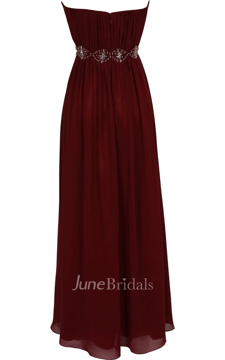 Strapless Ruffle Chiffon Dress With Beading