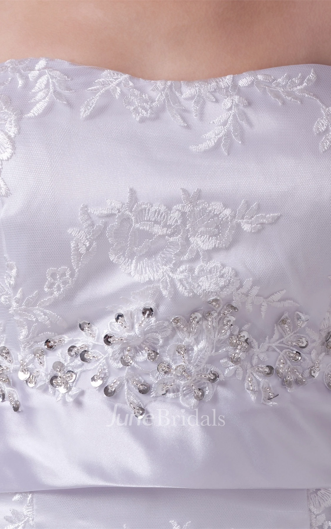 Strapless Maxi Sheath Dress with Embroideries and Beaded Waist