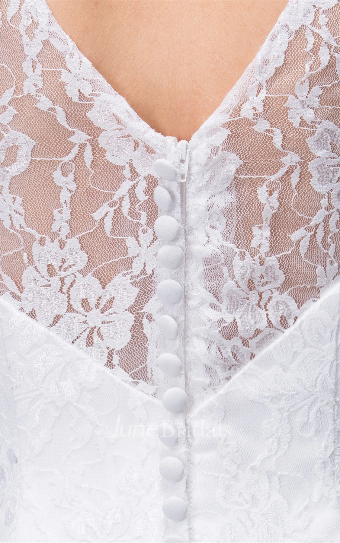 Short-Sleeve Lace Column Gown with Low-V Back