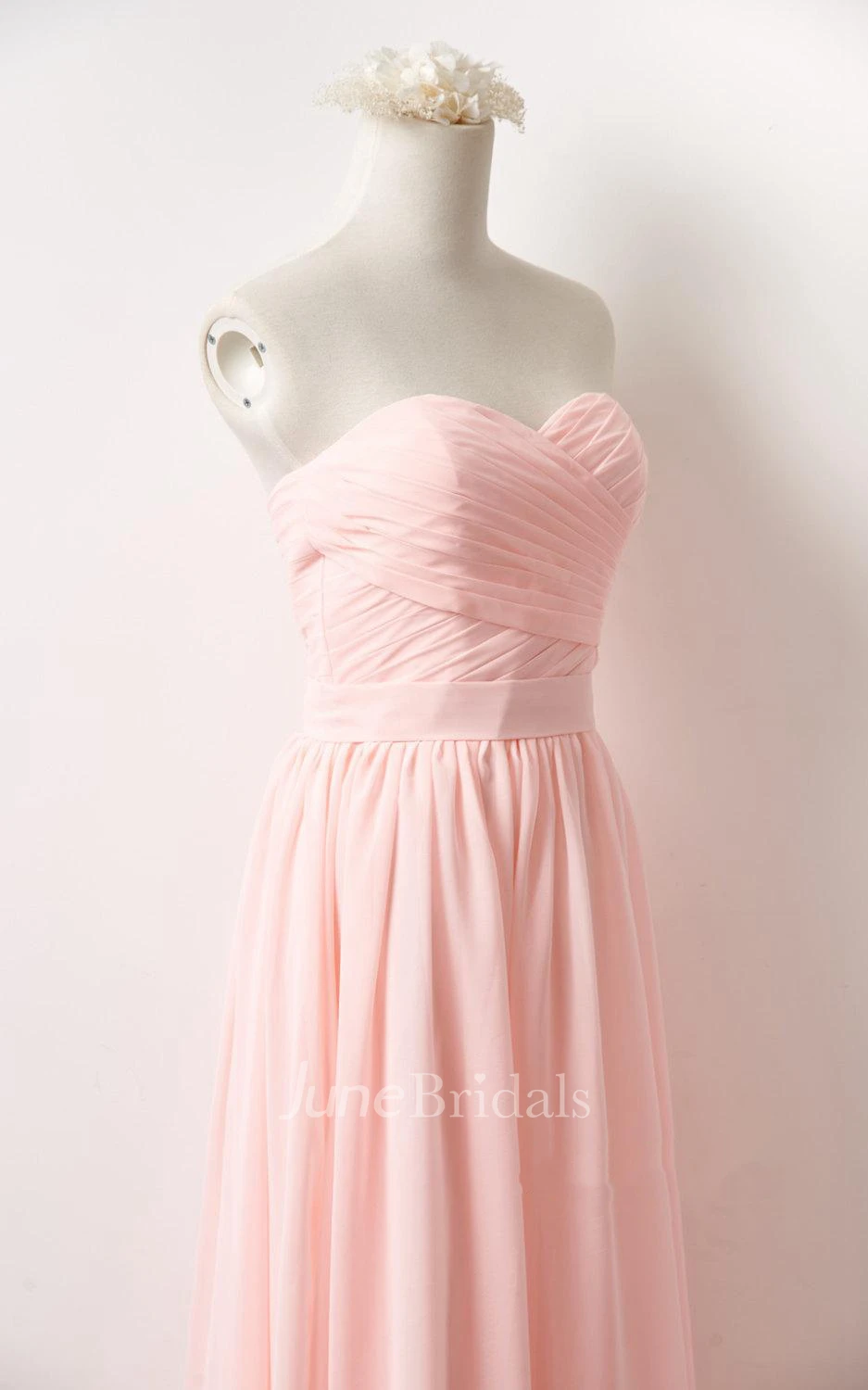 Strapped Chiffon&Lace Dress With Corset Back