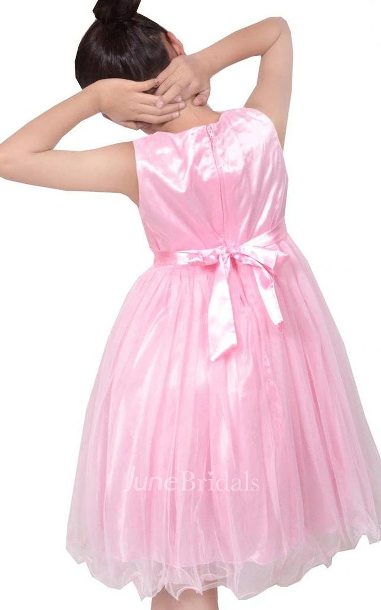 Sleeveless A-line Dress With Flroal Bodice