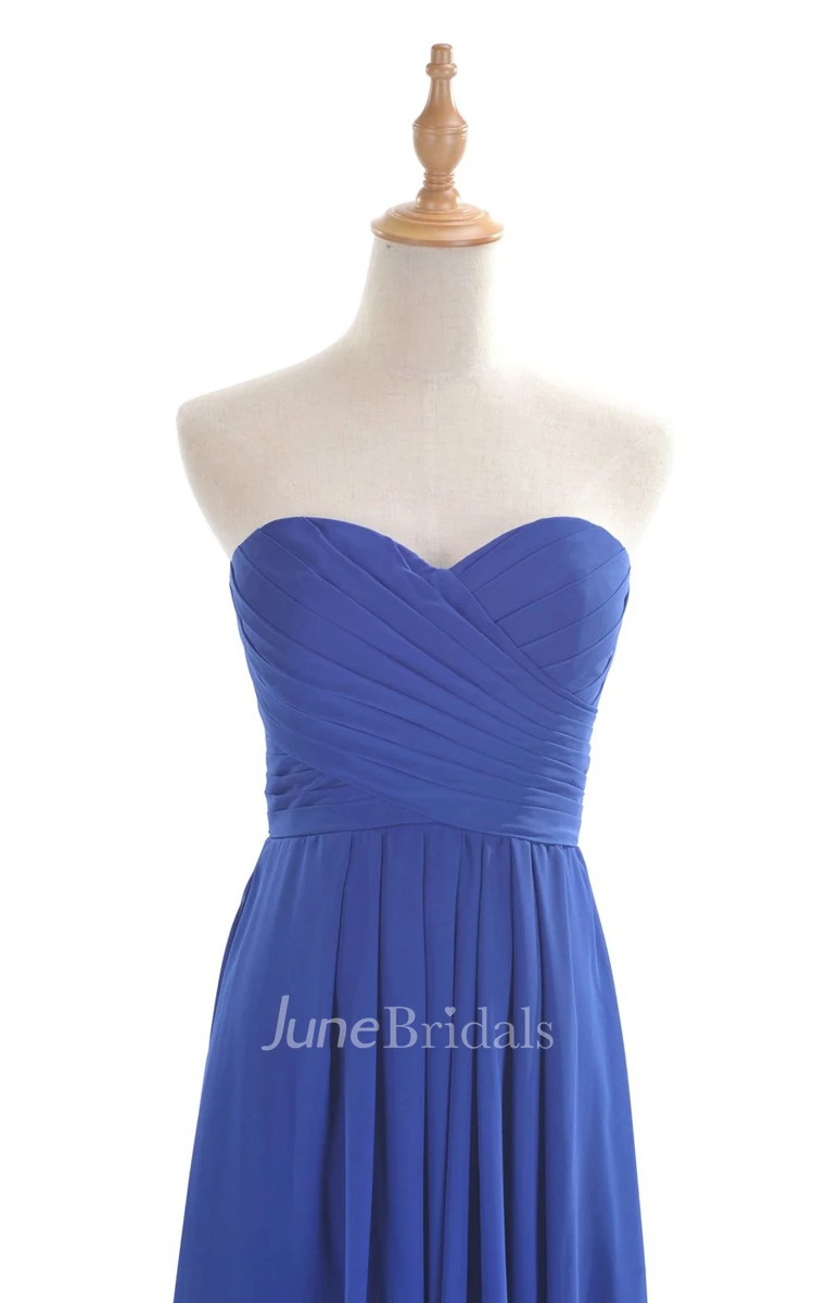 Sweetheart Criss-cross Chiffon A-line Dress With Lace-up Back