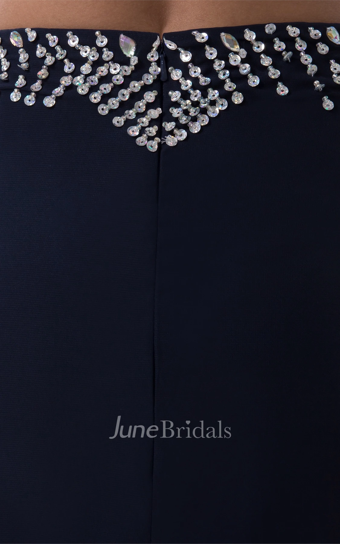 One-Shoulder Beaded Sheath Dress with Keyhole and Front Slit