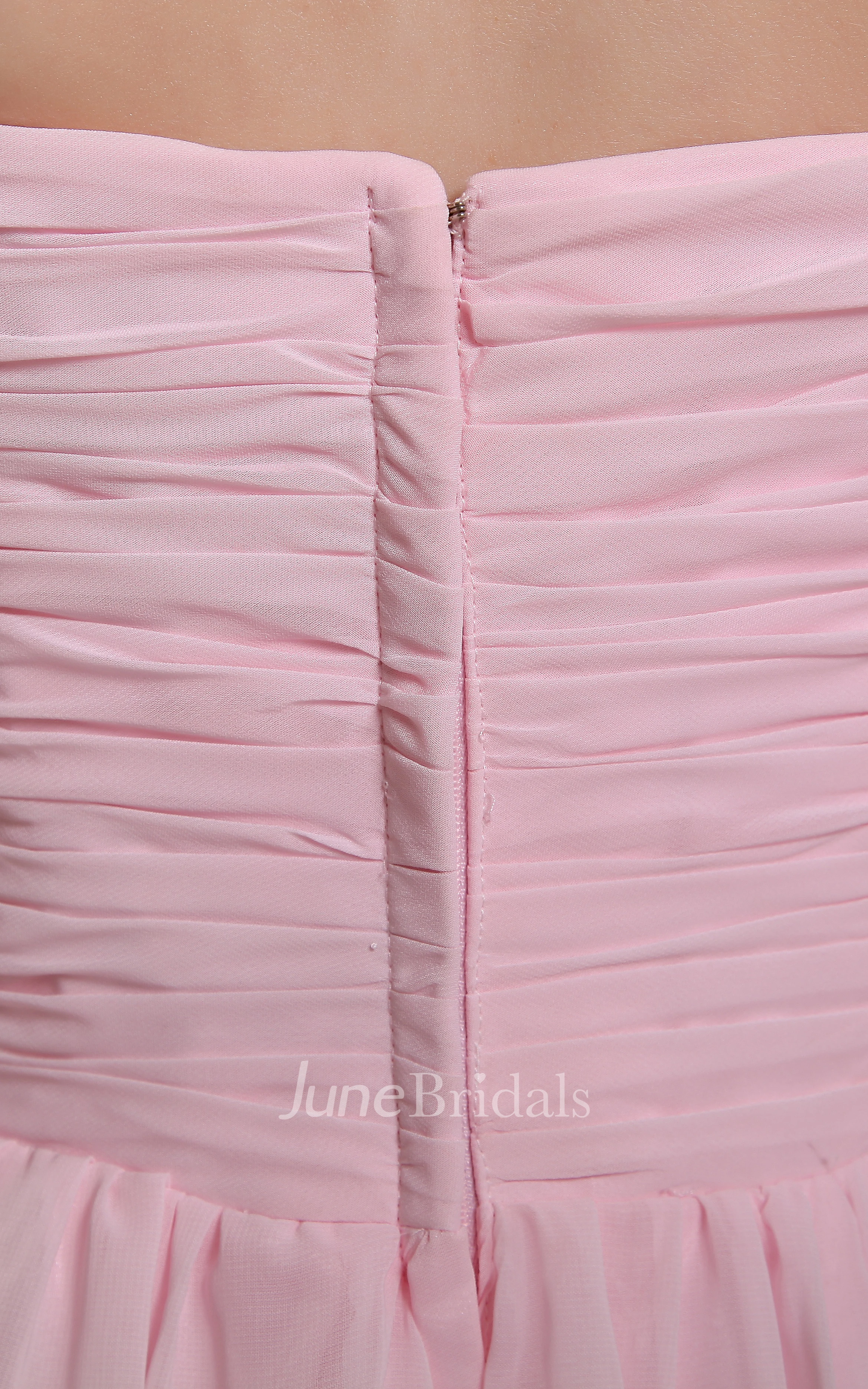 Chiffon Empire Floor-Length Dress With Beading and Ruched Waist